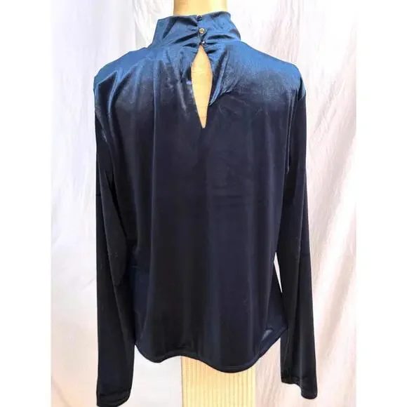 🆕LISTING🆕 White House Black Market deep teal velvet type dress shirt - Picture 3 of 7
